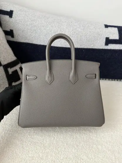 Replica Hermes Birkin 25cm 8F Etain Handmade Hand Stitching Togo Sliver #3510 - Image 10