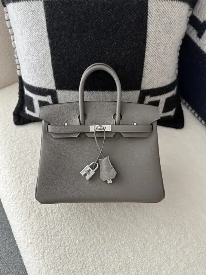 Replica Hermes Birkin 25cm 8F Etain Handmade Hand Stitching Togo Gold Hardware #3510
