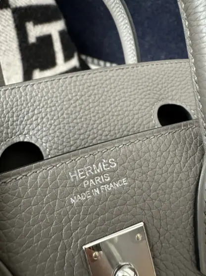 Replica Hermes Birkin 25cm 8F Etain Handmade Hand Stitching Togo Sliver #3510 - Image 4