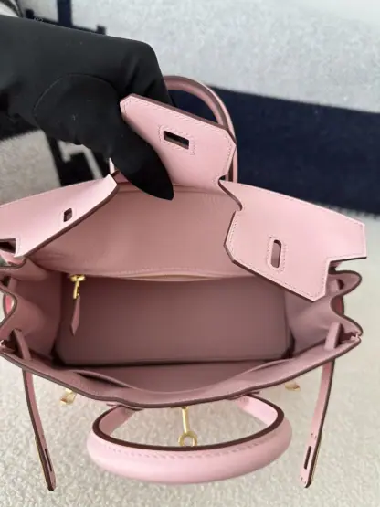 Replica Hermes Birkin 25cm 3Q Pink Handmade Hand Stitching Swift Gold Hardware #3509 - Image 2
