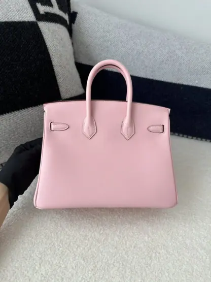 Replica Hermes Birkin 25cm 3Q Pink Handmade Hand Stitching Swift Gold Hardware #3509 - Image 9