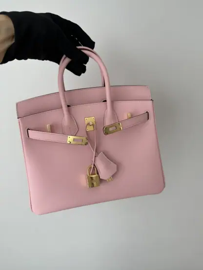 Replica Hermes Birkin 25cm 3Q Pink Handmade Hand Stitching Swift Gold Hardware #3509 - Image 12
