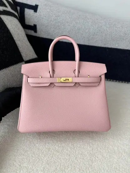 Replica Hermes Birkin 25cm 3Q Pink Handmade Hand Stitching Togo Gold Hardware #3511 - Image 10