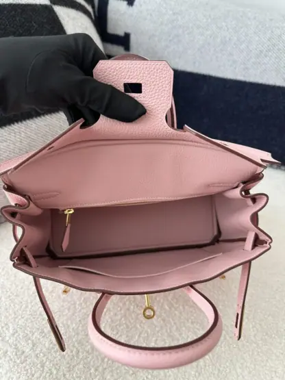 Replica Hermes Birkin 25cm 3Q Pink Handmade Hand Stitching Togo Gold Hardware #3511 - Image 6