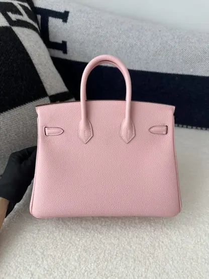 Replica Hermes Birkin 25cm 3Q Pink Handmade Hand Stitching Togo Gold Hardware #3511 - Image 7