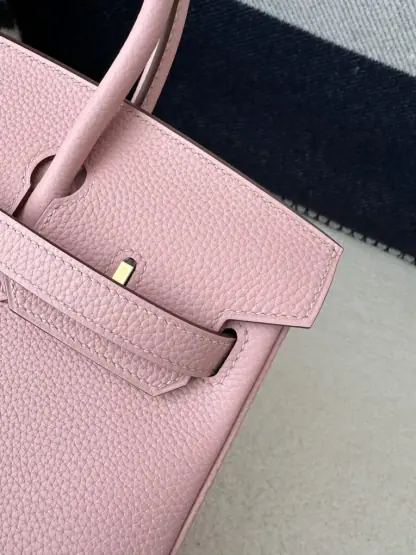 Replica Hermes Birkin 25cm 3Q Pink Handmade Hand Stitching Togo Gold Hardware #3511 - Image 8