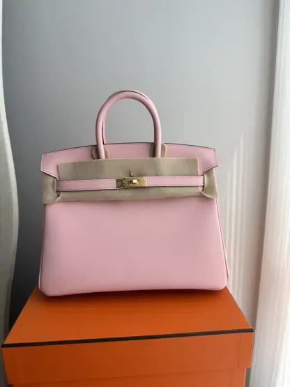 Replica Hermes Birkin 25cm 3Q Pink Handmade Hand Stitching Swift Gold Hardware #3509 - Image 15