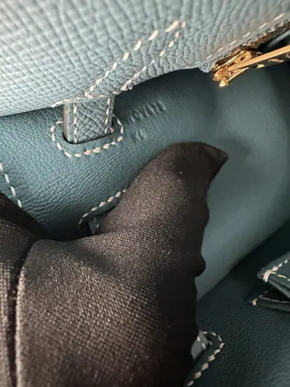 Replica Hermes Kelly 25 CC75 Blue jean Handmade Epsom Gold #3546 - Image 3