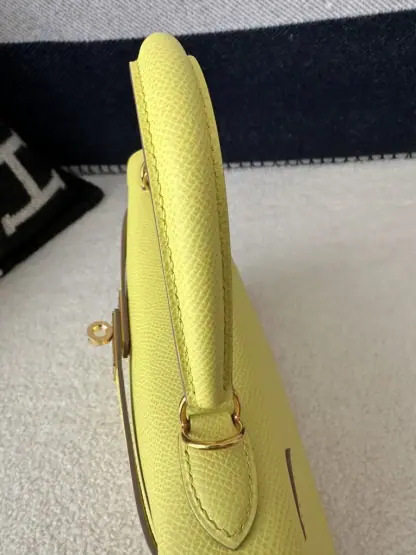 Replica Hermes Kelly 25 9R Lime Handmade Epsom Gold #3545 - Image 7
