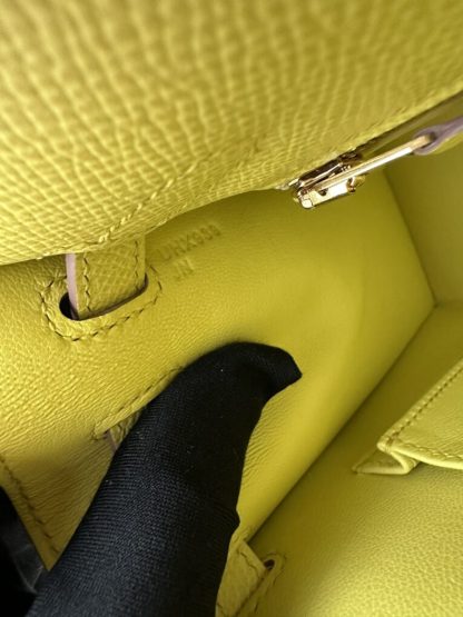 Replica Hermes Kelly 25 9R Lime Handmade Epsom Gold #3545 - Image 2