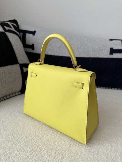 Replica Hermes Kelly 25 9R Lime Handmade Epsom Gold #3545 - Image 11