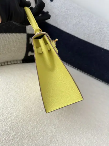 Replica Hermes Kelly 25 9R Lime Handmade Epsom Gold #3545 - Image 12