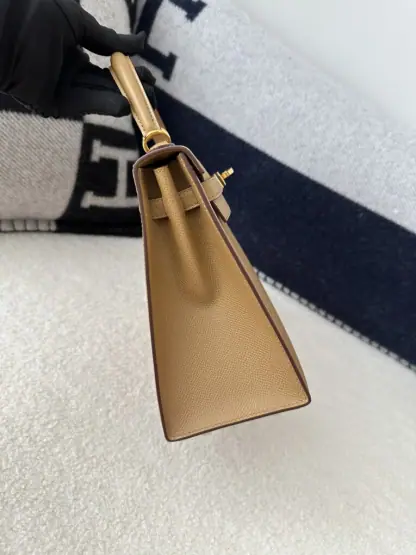 Replica Hermes Kelly 25 0M Chai Handmade Epsom Gold #3544 - Image 8