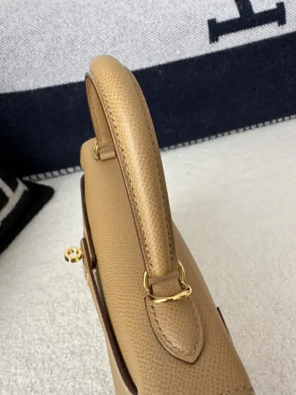 Replica Hermes Kelly 25 0M Chai Handmade Epsom Gold #3544 - Image 12