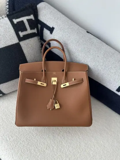 Replica Hermes Birkin 35 CC37 Gold Handmade Togo Gold #3533 - Image 12