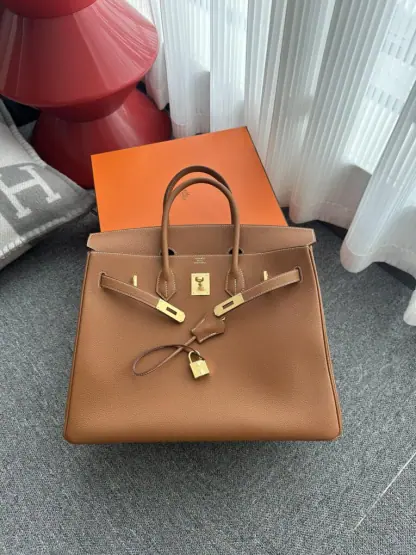 Replica Hermes Birkin 35 CC37 Gold Handmade Togo Gold #3533 - Image 14