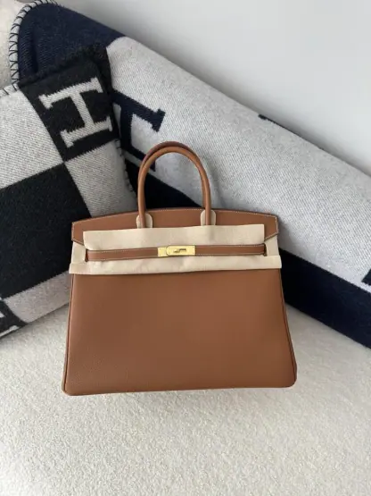 Replica Hermes Birkin 35 CC37 Gold Handmade Togo Gold #3533 - Image 16