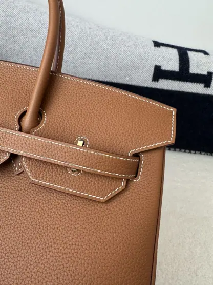 Replica Hermes Birkin 35 CC37 Gold Handmade Togo Gold #3533 - Image 11