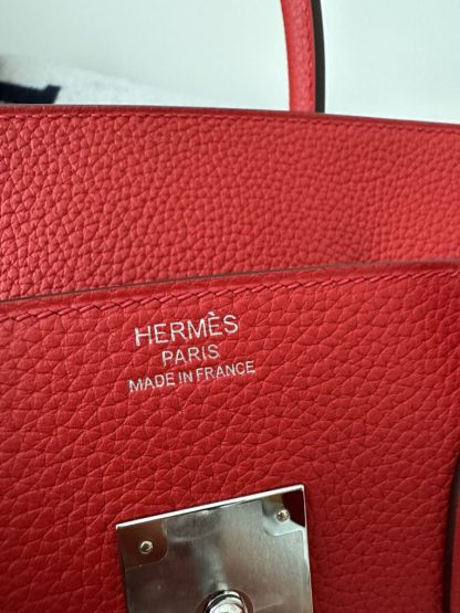 Replica Hermes Birkin 35 Q5 Rouge casaque Handmade Togo Sliver #3534 - Image 7