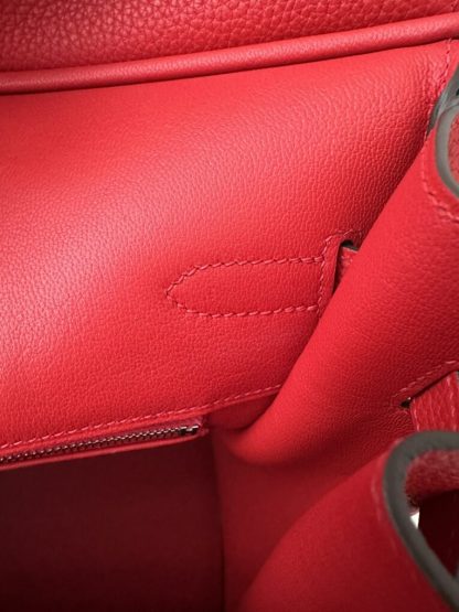 Replica Hermes Birkin 35 Q5 Rouge casaque Handmade Togo Sliver #3534 - Image 3