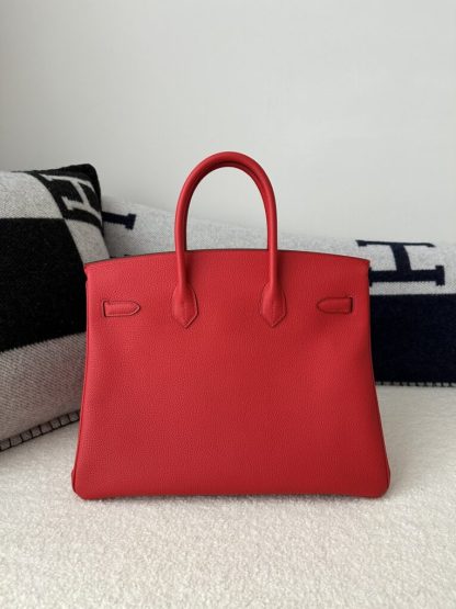 Replica Hermes Birkin 35 Q5 Rouge casaque Handmade Togo Sliver #3534 - Image 10