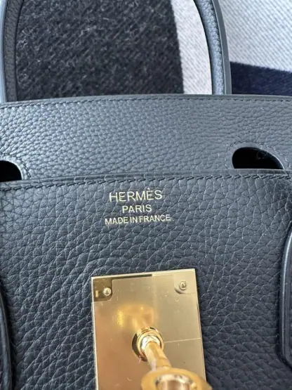 Replica Hermes Birkin 25cm CC89 Noir Handmade Hand Stitching Togo Gold Hardware #3507 - Image 2