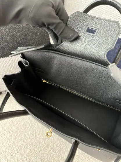 Replica Hermes Birkin 25cm CC89 Noir Handmade Hand Stitching Togo Gold Hardware #3507 - Image 4