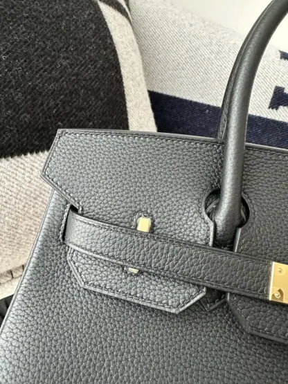 Replica Hermes Birkin 25cm CC89 Noir Handmade Hand Stitching Togo Gold Hardware #3507 - Image 9
