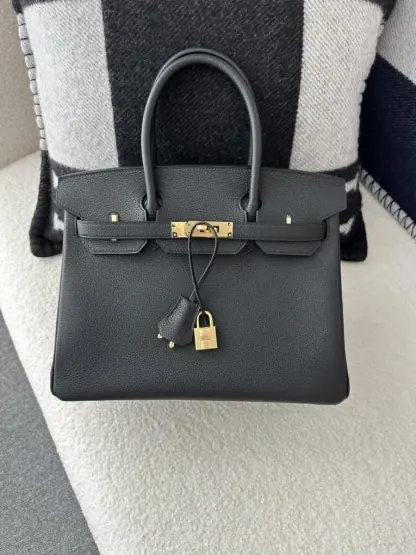 Replica Hermes Birkin 25cm CC89 Noir Handmade Hand Stitching Togo Gold Hardware #3507 - Image 14