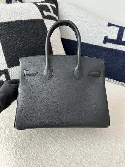 Replica Hermes Birkin 25cm CC89 Noir Handmade Hand Stitching Togo Gold Hardware #3507 - Image 11