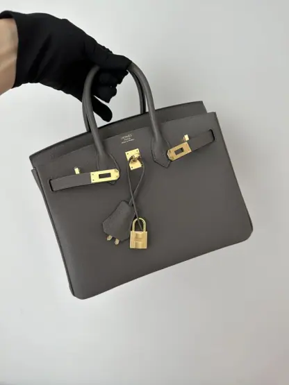 Replica Hermes Birkin 25cm CC8F Etain Handmade Hand Stitching Togo Gold Hardware #3508 - Image 10