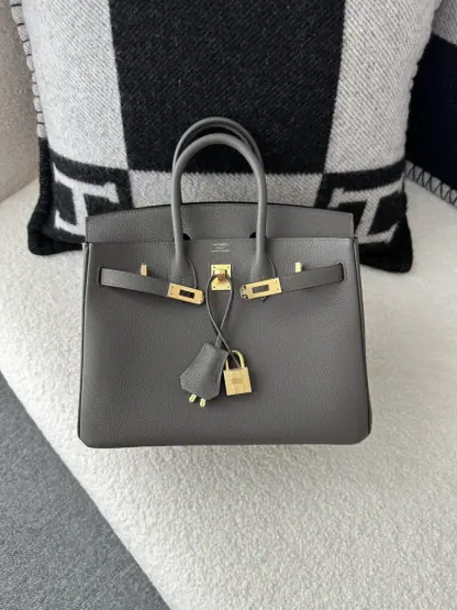 Replica Hermes Birkin 25cm CC8F Etain Handmade Hand Stitching Togo Gold Hardware #3508 - Image 12