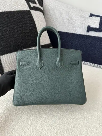 Replica Hermes Birkin 25cm 6O Vert cypres Handmade Hand Stitching Togo Gold #3516 - Image 10