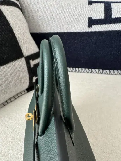 Replica Hermes Birkin 25cm 6O Vert cypres Handmade Hand Stitching Togo Gold #3516 - Image 9