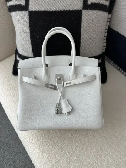 Replica Hermes Birkin 30cm 01 Blank Handmade Hand Stitching togo Sliver #3530 - Image 2