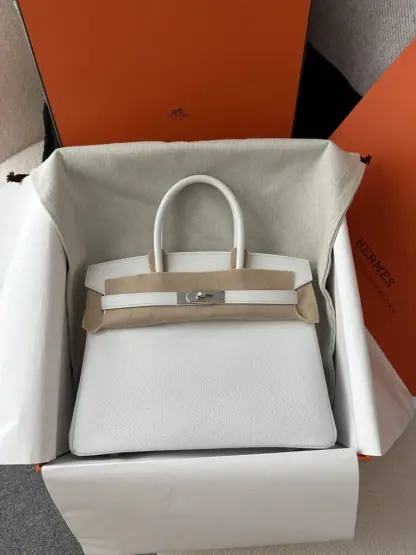 Replica Hermes Birkin 30cm 01 Blank Handmade Hand Stitching togo Sliver #3530 - Image 13
