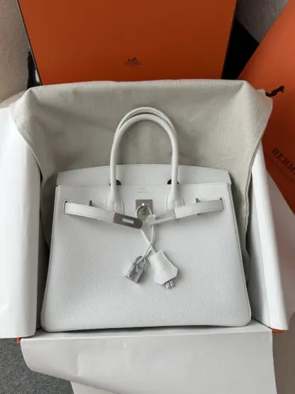 Replica Hermes Birkin 30cm 01 Blank Handmade Hand Stitching togo Sliver #3530 - Image 14