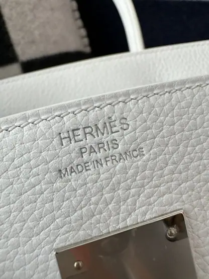 Replica Hermes Birkin 30cm 01 Blank Handmade Hand Stitching togo Sliver #3530 - Image 5
