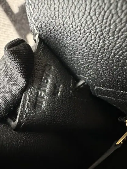 Replica Hermes Birkin 25cm CC10 Carie & CC89 Noir Handmade Hand Stitching Epsom #3504 - Image 2