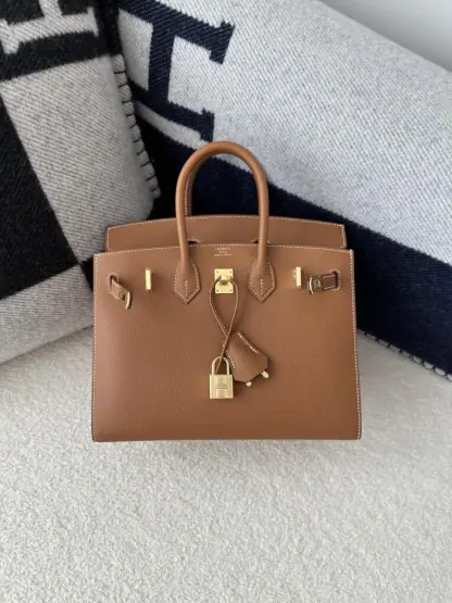 Replica Hermes Birkin 25cm CC37 Gold Handmade Hand Stitching Epsom Leather Gold Hardware #3501 - Image 6