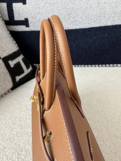 Replica Hermes Birkin 25cm CC37 Gold Handmade Hand Stitching Epsom Leather Gold Hardware #3501 - Image 7