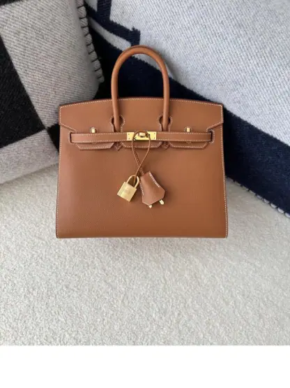 Replica Hermes Birkin 25cm CC37 Gold Handmade Hand Stitching Epsom Leather Gold Hardware #3501 - Image 14