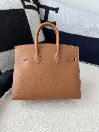 Replica Hermes Birkin 25cm CC37 Gold Handmade Hand Stitching Epsom Leather Gold Hardware #3501 - Image 13