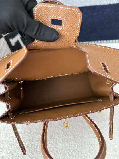 Replica Hermes Birkin 25cm CC37 Gold Handmade Hand Stitching Epsom Leather Gold Hardware #3501 - Image 4