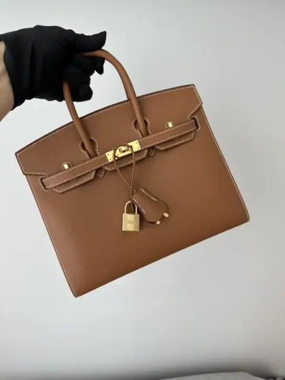 Replica Hermes Birkin 25cm CC37 Gold Handmade Hand Stitching Epsom Leather Gold Hardware #3501 - Image 15