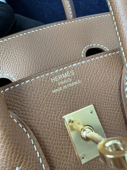 Replica Hermes Birkin 25cm CC37 Gold Handmade Hand Stitching Epsom Leather Gold Hardware #3501 - Image 5