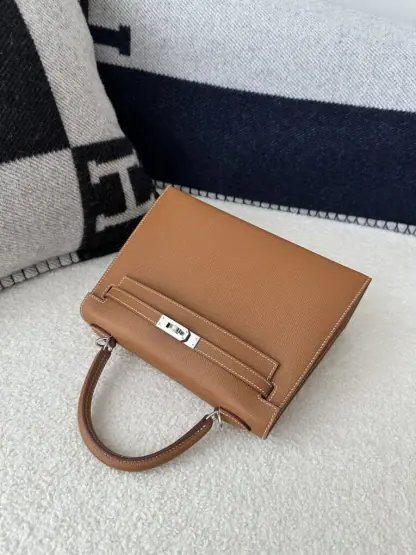 Replica Hermes Kelly 25 CK37 Gold Handmade Epsom Sliver #3537 - Image 3