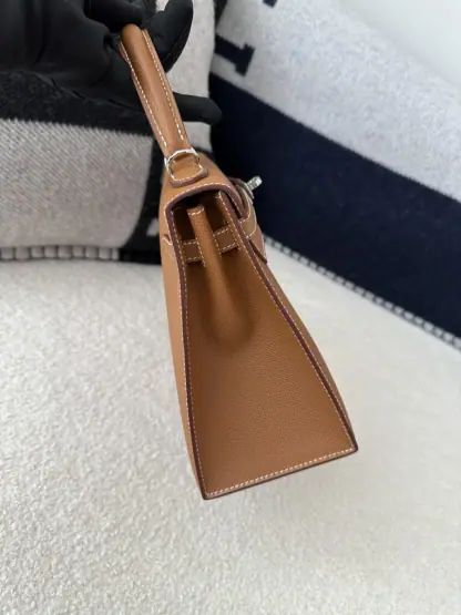 Replica Hermes Kelly 25 CK37 Gold Handmade Epsom Sliver #3537 - Image 10