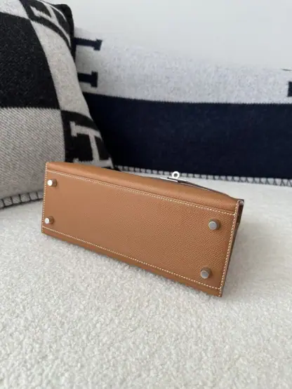Replica Hermes Kelly 25 CK37 Gold Handmade Epsom Sliver #3537 - Image 4