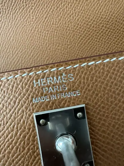 Replica Hermes Kelly 25 CK37 Gold Handmade Epsom Sliver #3537 - Image 5